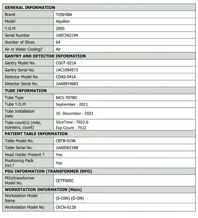 Kompyuter tomografiyasi (MSCT) Toshiba Aquilion 64 2021 Андижан - rasm 6